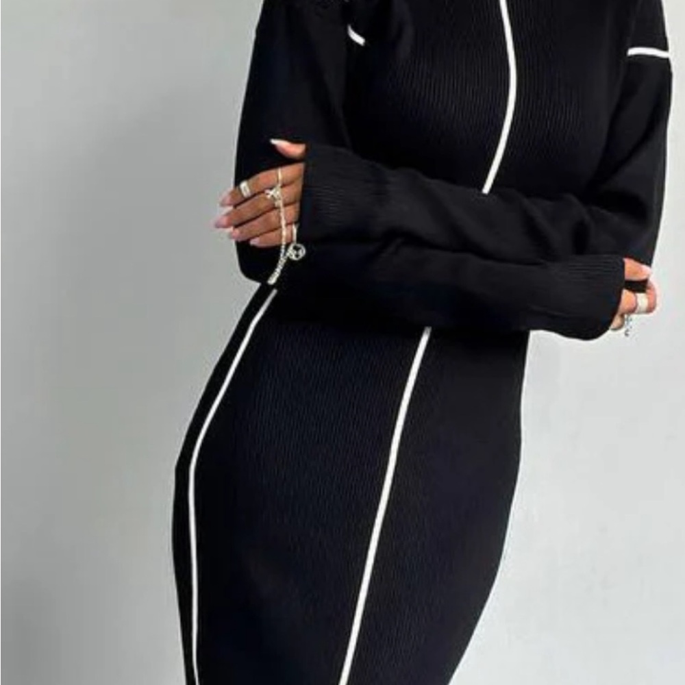 Commense Black Long sleeve Maxi dress